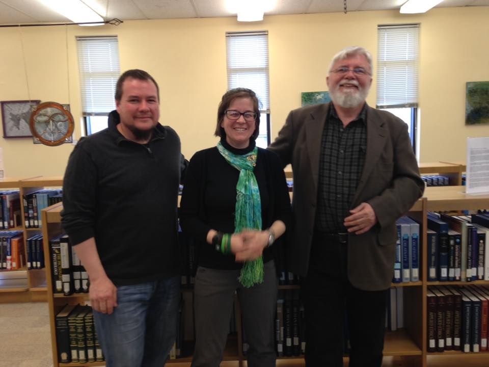 Andy Chambers, Megan McElf, and Rich Federowicz at McGrath Library Reception